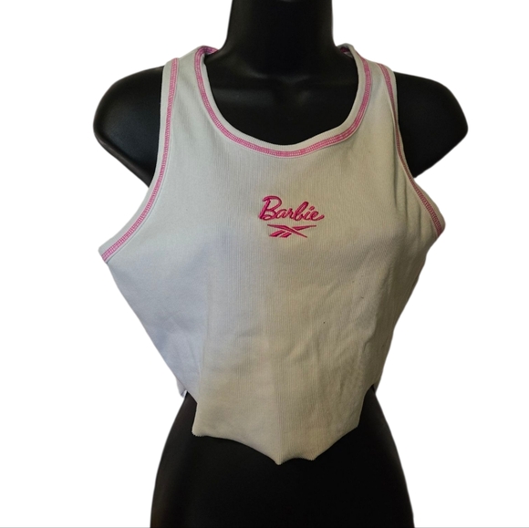 Reebok White and Pink Barbie Tank Top - Picture 1 of 4